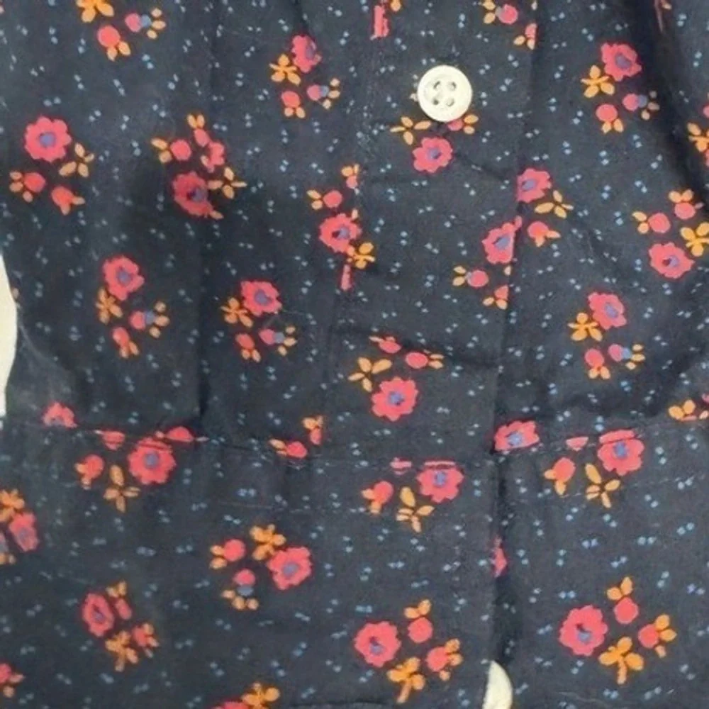 J.Crew Mens Navy Floral size small Secret Wash Slim Shirt 98% Organic Cotton